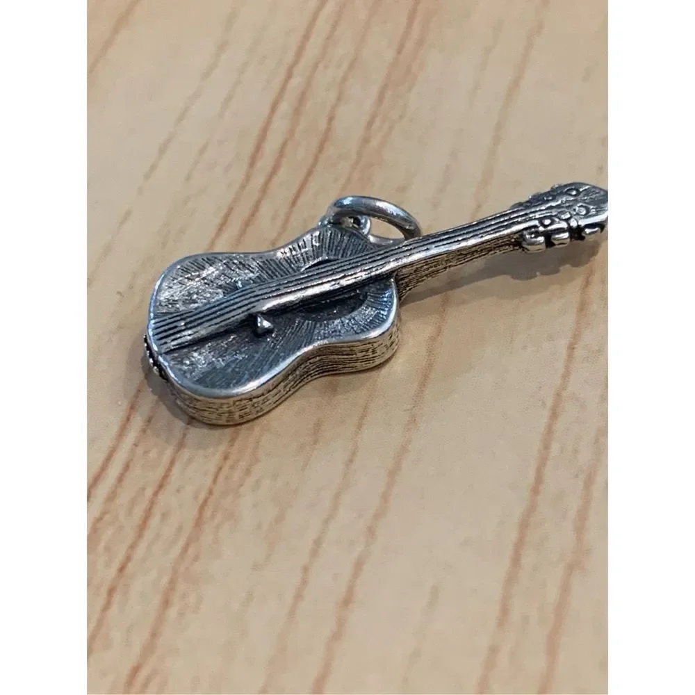 Guitar Music Sterling Silver Jewelry Charm - Picture 5 of 7